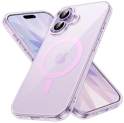 JETech Magnetisk Skal för iPhone 17 6,3-Tum Kompatibel med MagSafe, Stötsäker Telefon Bumper Case, Anti-Skrapa Genomskinlig Baksida (Lila)