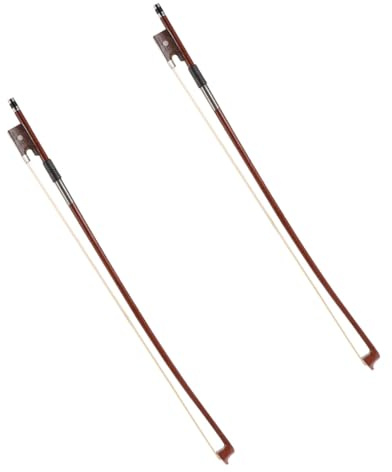 TOPBATHY Báculo de Violín 1/8 para Niños, Hecho a Mano Madera de Sándalo Rojo y Pelo de Caballo, Sonido Resonante, Redondo y Potente, Juego de 2 Piezas para Práctica