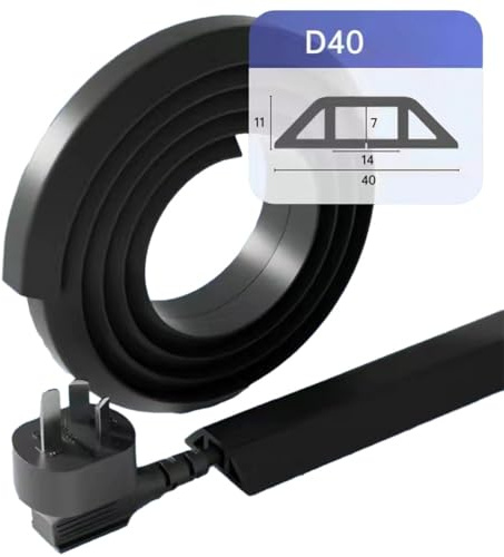 ZYNCUE Gaine de protection de câble de sol de 3 mètres en PVC flexible pour le bureau et la maison, noir