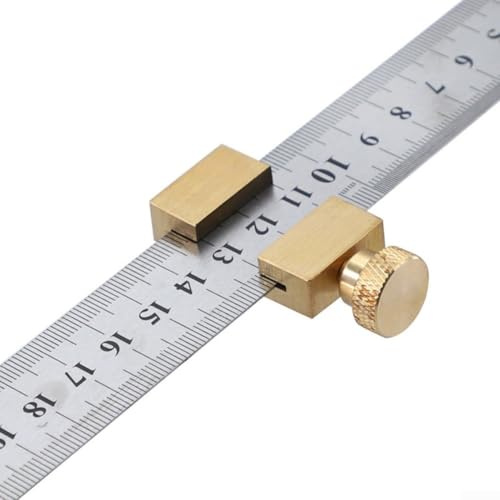 Eawfgtuw For Brass Steel Ruler Positioning Block with Angle Scriber and Marking Gauge Locator for Woodworking and Carpentry, Compatible with 0.3-2mm