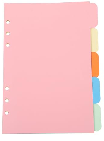 Alipis Intercalaires pour Classeur A5 à Onglets Colorés, Lot de 5 Set de Feuilles Index en Papier, Séparateurs Perforés 6 Trous pour Organisation Bureau et Agendas Scolaires