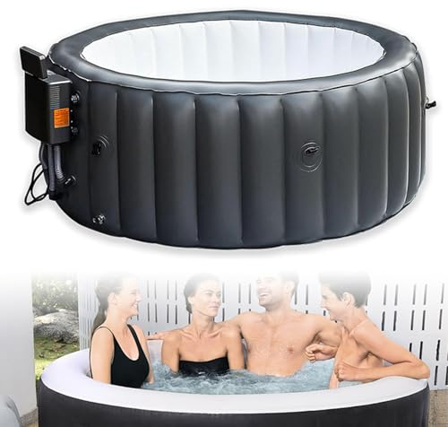 LADECNERHT Jacuzzi Gonfiabile, Jacuzzi Rotonda Portatile Gonfiabile, Jacuzzi da Esterno 180 X 71 Cm, Riscalda Fino a 42°c/104°f, 3-4 Persone, Flusso d'Aria 150 Getti, per Casa, Giardino E Patio