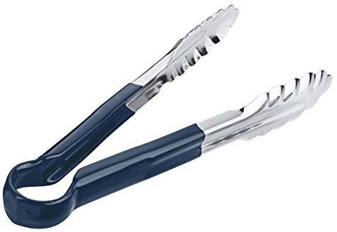 Contacto Zange HACCP aus Edelstahl, 24 cm, Küchenzange, Griff mit farbigem Vinyl-Überzug, schwere Qualität, dunkelblau