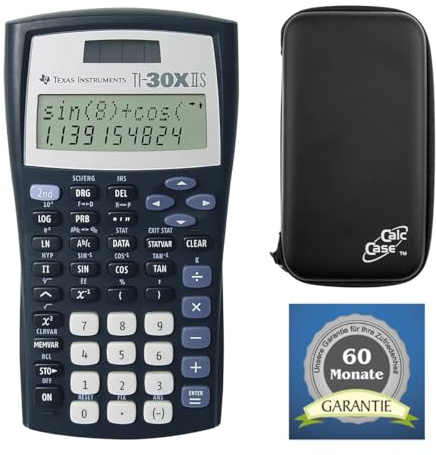 TI-30 X II S Solar naturwisschenschftlicher Rechner - SET Taschenrechner inklusive CalcCase Tiny Schutztasche + Garantieverlängerung auf 60 Monate