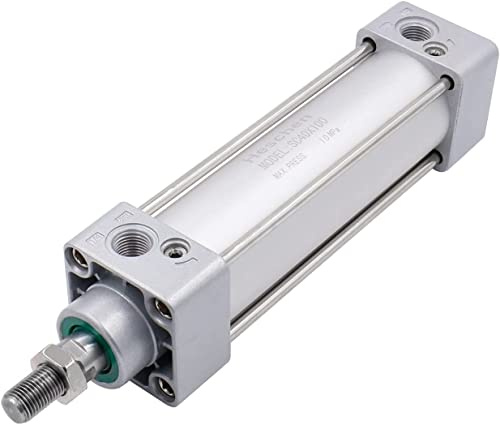 Heschen Pneumatischer Standard-Luftdruckzylinder, SC 40-100, PT1/4 Anschluss, 40mm Bohrung, 100mm Hub, Doppelt Wirkend