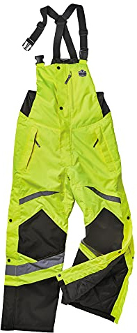 Insulated Thermal Bib Overalls, High Visibility, Weatherproof, Small, Ergodyne GloWear 8928 , Lime