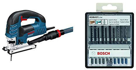 Bosch Professional Stichsäge GST 150 BCE (780 Watt, Hubzahl bei Leerlauf: 500 – 3.100 min-1, im Koffer) + Bosch Pro 10tlg. Stichsägeblatt-Set Robust Line (Wood und Metal zum Sägen in Holz und Metall)