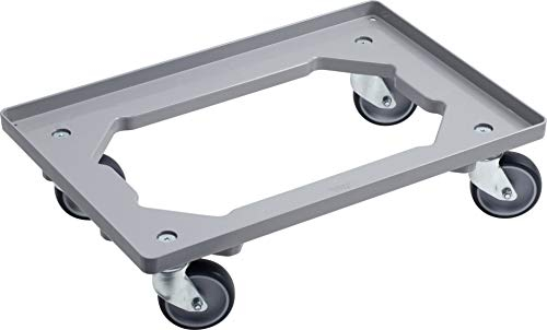 Werkzeyt Transportroller 615 x 415 mm - Für Euro-Stapelbehälter 600 x 400 mm - 250 kg Tragkraft - ABS-Gestell - TPE-Räder/Euroroller/Transporthilfe für Stapelboxen/Kistenroller / 821500