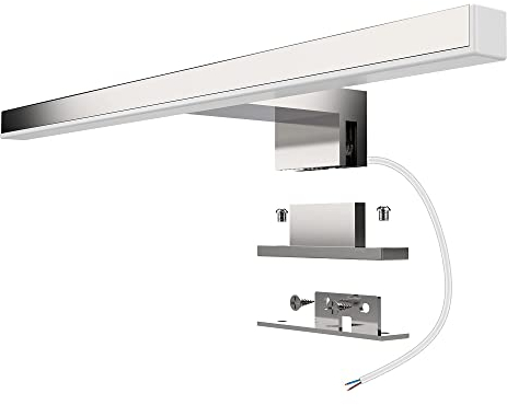 Aogled Led Espejo Luz Baño 5W 400LM 30cm 230V 4000K,Lámpara de Acero Inoxidable 3 en 1,Diseño Delgado,Sin Parpadeo,Espejo No Regulable Frente/Gabinete/Iluminación de Pared Neutro Blanco