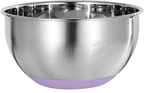 FAB4HOME Large Stainless Steel Mixing Bowl With Nonslip Silicone Bottom - Metal Kitchen Bowl for Baking, Cooking, Salad - Dishwasher Safe, 28cm