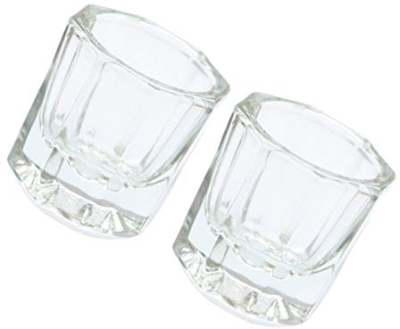SOLUSTRE 2 Stücke Dappenglas Kristallschale Nail Art Acryl Flüssiges Pulver Dappen Dish Glas Kristallbecher Flüssigkeitsbehälter Glas für Nagelkunst Maniküre Pflege Werkzeug