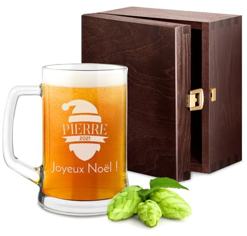 Maverton Chope à Bière Gravée 50cl, Verre à Bière Personnalisé avec anse | Cadeaux pour les Amateurs de Bières, Cadeau Anniversaire Homme, Idee Cadeau Homme