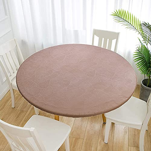 Cozomiz Jacquard Elastische Tischdecke Gartentischdecke Rundtischdecke wasserdichte rutschfeste Abwischbar Schmutzabweisend Tischdecke 160cm Runde Enge Passform Kaffee