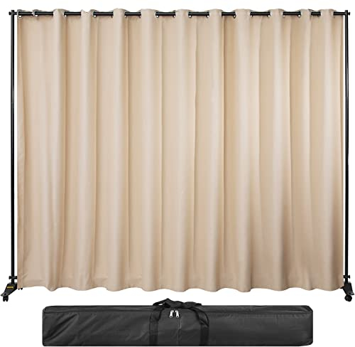 VEVOR Trennwand für Vorhänge, 2,4x3 m, 4Rollen Raumteiler-Set, Rahmen aus Aluminiumlegierung, Verdunkelungsvorhang und tragbare Oxford-Tasche im Lieferumfang enthalten, erweiterbarer Raumteiler,Beige