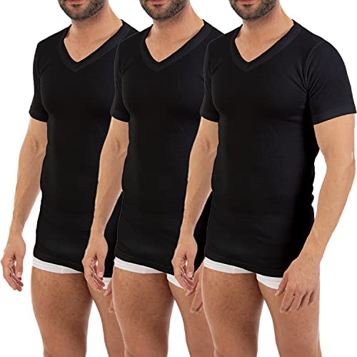 Lacotex Camiseta Interior Termal de Hombre | Camiseta Manga Corta y Cuello Pico Térmica | Confort y Protección Térmica Interior | Pack Ahorro 3 Unidades | Talla 3XL L100VN