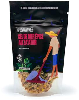 Sal marina con Zaatar The Good Thymes® Zatar de 125 g, ideal para molinillos de sal: especias mediterráneas originales orientales | 100% naturales | 100% veganas | sin conservantes