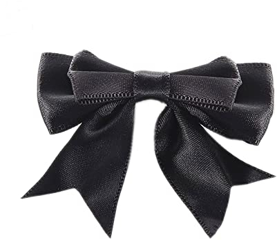 10 Stück 6x7cm Satinband Schleifen,Doppelte Dekoschleife Fertigschleife Geschenkschleifen für DIY Handwerk Hochzeit Weihnachten Valentinstag Dekoration Karte Herstellung von Verzierungen,Schwarz