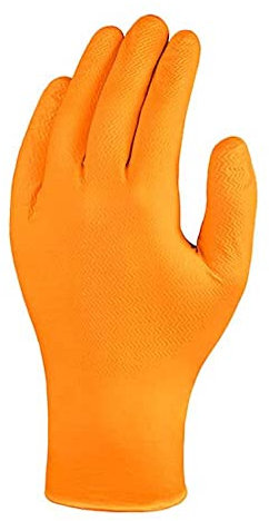 Skytec Nitrile Special Grip Gloves Orange Extra Large Pack of 100