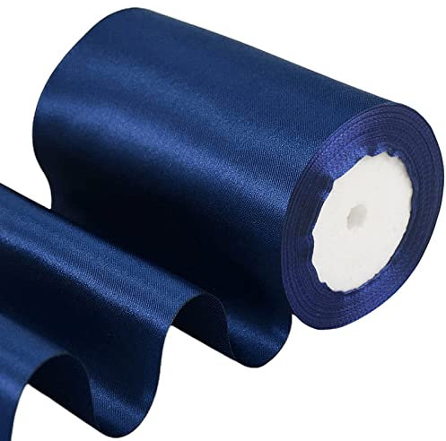 POPOYU 23m Geschenkband Dunkelblau Breit,Satinband 10cm Breit,Geschenk Schleife XXL,Breites Band Dunkelblau,Riesen Geschenkschleife,Geschenkschleife Auto xxl für Verpacken von Geschenken Weihnachten