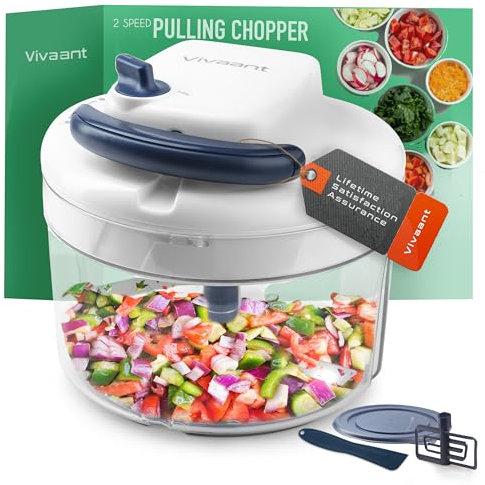 Vivaant Hand Pull Manual Food Chopper, Onion Chopper Vegetable Cutter Dicer