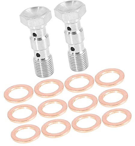 A ABSOPRO 2 Stück Auto Doppel Banjo Bolzen M10x1.0 Metrische Gewinde Bremse Adapter