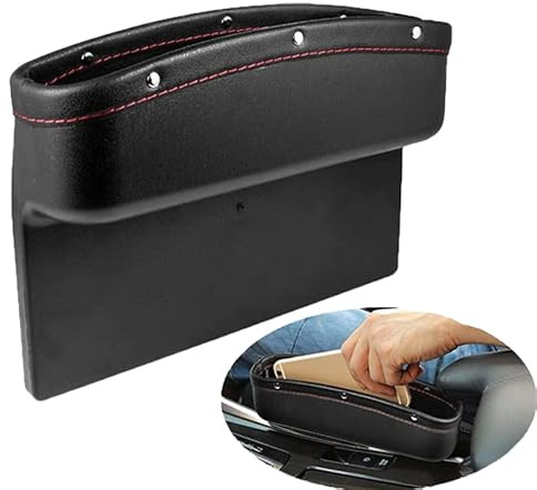 URCHUZE Car Seat Organizer Box, Side Gap Storage Pocket for Phones, Keys, Cards PU Leather Auto Accessory, Black