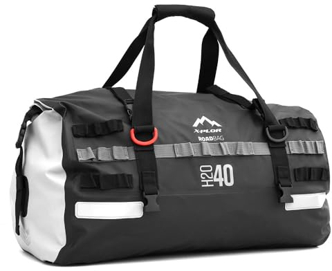 X-PLOR - Sac Cargo étanche Waterproof 40L Noir VE540 | PVC 500D IPX6, système Molle, marquages réfléchissants, Sangle Amovible, poignée Robuste | 40L Noir | Sac de Voyage, bagagerie Moto, Outdoor