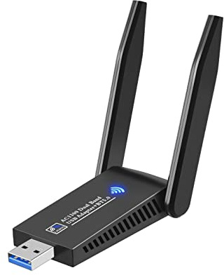 WiFi Dongle 1300 Mbps, adaptador WiFi con Bluetooth 5.0, transmisor receptor 802.11 AC Dual Band 5 GHz/2,4 GHz rápido USB 3.0 del ordenador, adaptador inalámbrico compatible con Windows Mac Linux