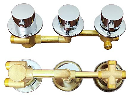 Brass Thermostatic Shower Mixer Tap with Integrated Shut Off/Diverter Valve, 2/3/4/5 Way, G1/2 Thread, Temperature Control Mixing Valve for Shower,Thread 4 Way