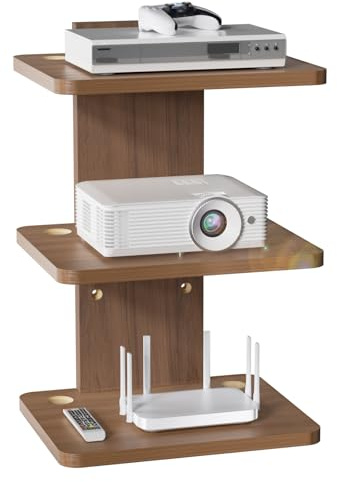 WALI Schwebende Entertainment-Center-Regale, halten bis zu 10 kg, TV-Regal mit verstärktem Holz für DVD-Player, Kabelboxen, Spielekonsolen, TV-Zubehör (CS303N), 3 Regal | Projektorregal für Router, Spielekonsolen, Kabelboxen, Wandhalterungsregale bis 10 kg, (CS303N), 3-fach, Walnussbraun