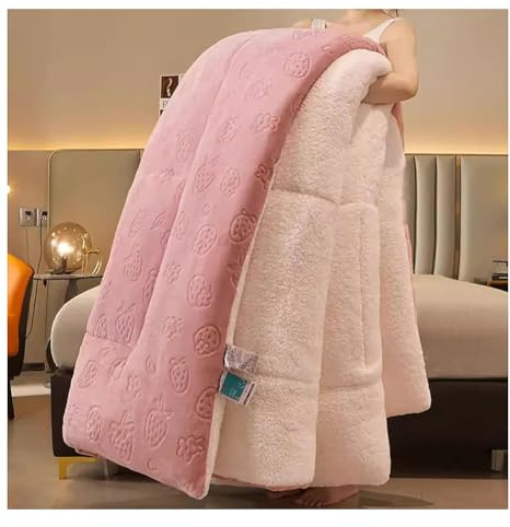 KemNet Edredón de Invierno de Terciopelo de Cordero, Núcleo de Cachemira de Lana Edredón, Cálido Gruesa Engrosado Otoño E Invierno Manta Reversible con Borreguito,Gray,150x200cm(2.5kg)