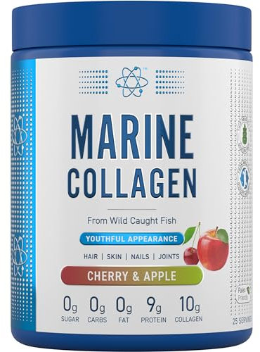 Applied Nutrition Collagène Marin Poudre, Collagène Hydrolysé, Peau, Cheveux et Ongles Renforcés (300g (Pack of 1), Cherry Apple)