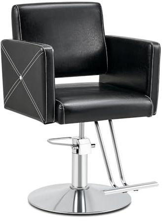 CO-Z Svart frisörstol 360° roterbar höjdjusterbar hydraulisk kontroll frisörutrustning 150 kg för salong, frisör, tatuering, pedikyr, manikyr, styling, trimning