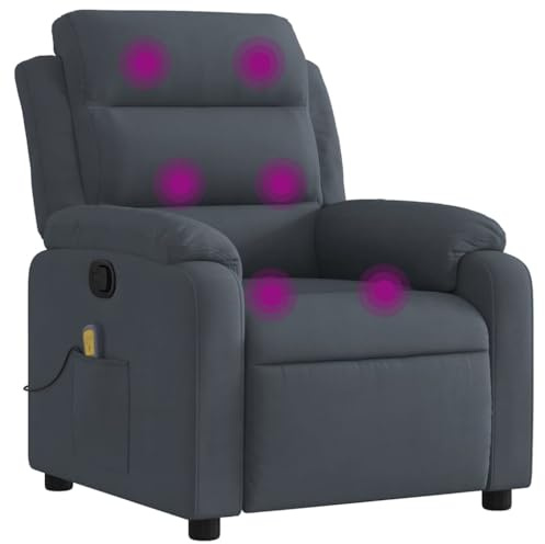 vidaXL Massagesessel, Sessel Verstellbare Rückenlehne Fußteil, Fernsehsessel Relaxsessel mit Liegefunktion, Liegesessel Polstersessel Ruhesessel, Dunkelgrau Samt