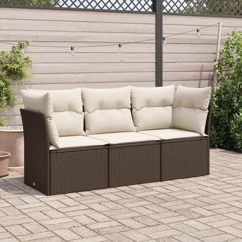 Festnight 3-TLG Polyrattan Lounge Set, Gartenmöbel Set, Loungemöbel Terrasse, Balkonlounge Rattan, Gartensofa, Balkon Sofa, Balkon Möbel mit Auflagen, Gartenlounge Outdoor, Braun-231