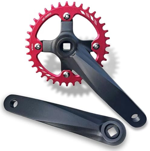 Fahrrad Kurbelgarnitur 152mm /165mm /170mm Kurbel 104BCD Hollowtech-Kurbelgarnitur 7-12 Fach Einzelspeed-Rundkettenblatt 32T 34T 36T 38T MTB Kurbelsatz Mit Tretlager ( Color : Red , Size : 34T )