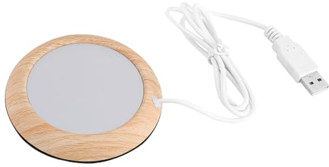 Akozon USB-Tassenwärmer mit Dunkler Holzmaserung, Wärme-Getränkebecher-Pad – Praktischer Büro-Tee-Kaffee-Heizer für Alle Tassen, Angetrieben durch Geräte mit 5-V-USB-Anschluss