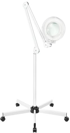 NIGORIY LED Lupenleuchte 24W Lupenlampe 8X 6000K Lupe mit Licht und Ständer Kaltweißes Licht Schreibtischlampe mit 2400 LM Lichtstärke Rollstativ