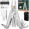 Multper Multiherramienta de Alicates, Navaja Multiusos de Acero Inoxidable con Cuchillo Damasco, Portátiles Alicates Plegables para la Trabajo Exterior, Camping, Reparación, Regalos para Hombres -PRO