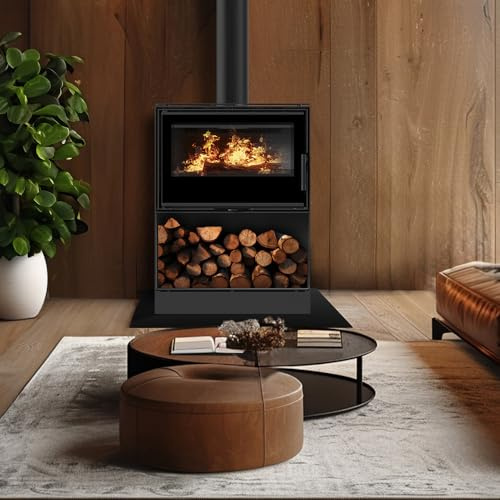 KRATKI Kamineinsatz aus Stahl Kari 8kW Ø150 BImSchV 2 EEK A+ schwarz | Kamineinsatz aus Stahl, schwarz, 84% Wirkungsgrad, raumluftunabhängig, Ecodesign, Glasfront, Aschekasten