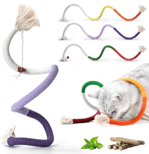 Winbarry Giochi per Gatti Interattivi - Giocattolo da Masticare, Corda Dentale, Bastoncini - Allevia la Tensione e L'ansia del Gatto