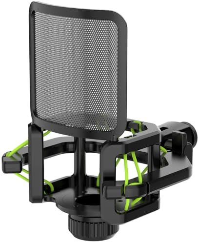 Microphone shock mount with Filter Screen Compatible with Lewitt RAY LCT-240 Pro LCT 440 Pure LCT 441 FLEX AKG C series Protruding Stems (d≤23 mm) (Green)