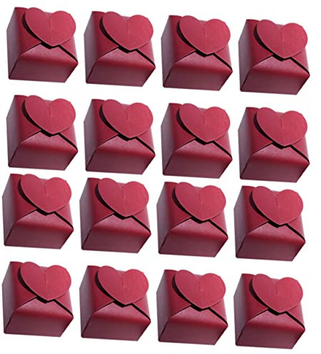 IWOWHERO 50stücke Rote Herzförmige Hochzeit Süßigkeiten Boxen Aus Perlenpapier Kleine Party Geschenkboxen Für Bonbons Kekse Pralinen Für Festliche Candy Verpackung