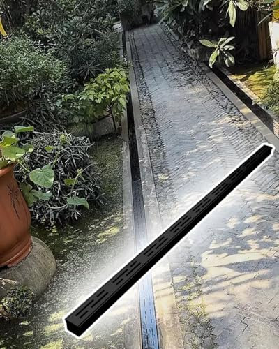 Canalones de canalón, Sistema de Drenaje de Canal, 2 Piezas, para Exteriores, Color Negro, Rejilla de Acero de 3,5/5 cm de Ancho para Patio, terraza o Entrada de vehículos, Cubierta rectangu
