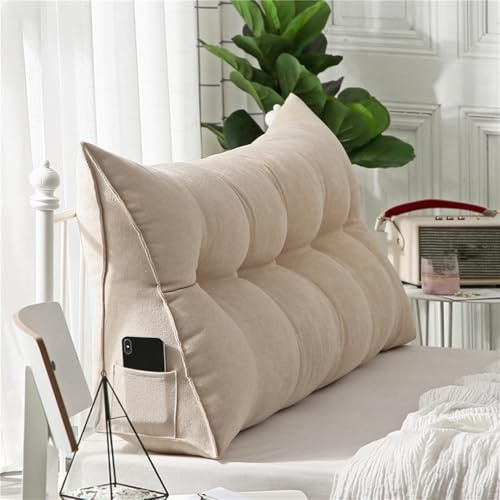 WNRLL Kissen Bett Rückenkissen Lesekissen für Bett Und Sofa Dreieckiges Rückenlehne Kissen Mit Tasche Lang Keilkissen Rückenlehne Ückenpolster,18,180x50x20cm/71x20x8in