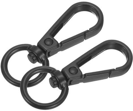 sourcing map Karabinerverschlüsse mit Drehgelenk, Zinklegierung, klassisch, drehbar, Karabinerhaken, Taschenclips für Schlüsselband, Basteln, 1,27 cm, Schwarz, 10 Stück