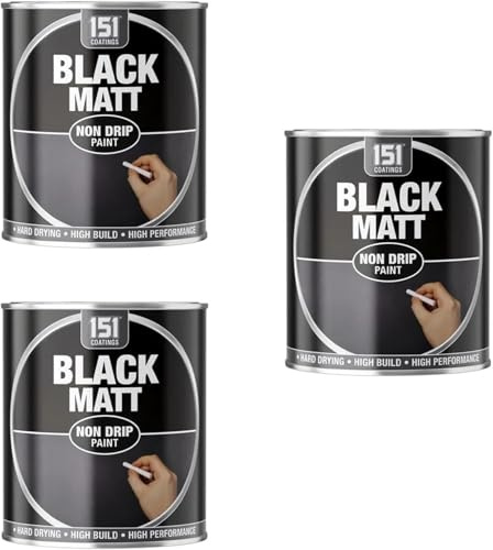 MIXEL Matt Black Non-Drip Paint, Quick-Drying, Long-Lasting Protection, Perfect For Walls, Wood, Metal, DIY Projects, Home Renovations, Interior And Exterior Use, 300ml, (3 Pcs)