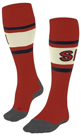 FALKE Men's SK2 Intermediate Wool M Kh Wool Functional Yarn Warm Thick 1 Pair Skiing Socks, Orange Samba 8182 Trend, 8-9