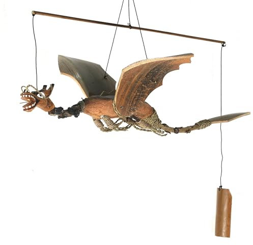 Tokoindah Gioco per bambini in bambù realizzato a mano con materiali naturali – Selezione: drago, uccello, gufo o come figura oscillante, decorazione da giardino, suoni delicati e design sostenibile