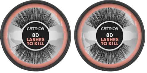 Catrice 8D Lashes To Kill, künstliche Wimpern, Nr. 020, Schwarz, langanhaltend, Falsche Wimpern-Effekt, vegan, ohne Mikroplastikpartikel, Nanopartikel frei, ohne Parfüm, 2er Pack (1g)